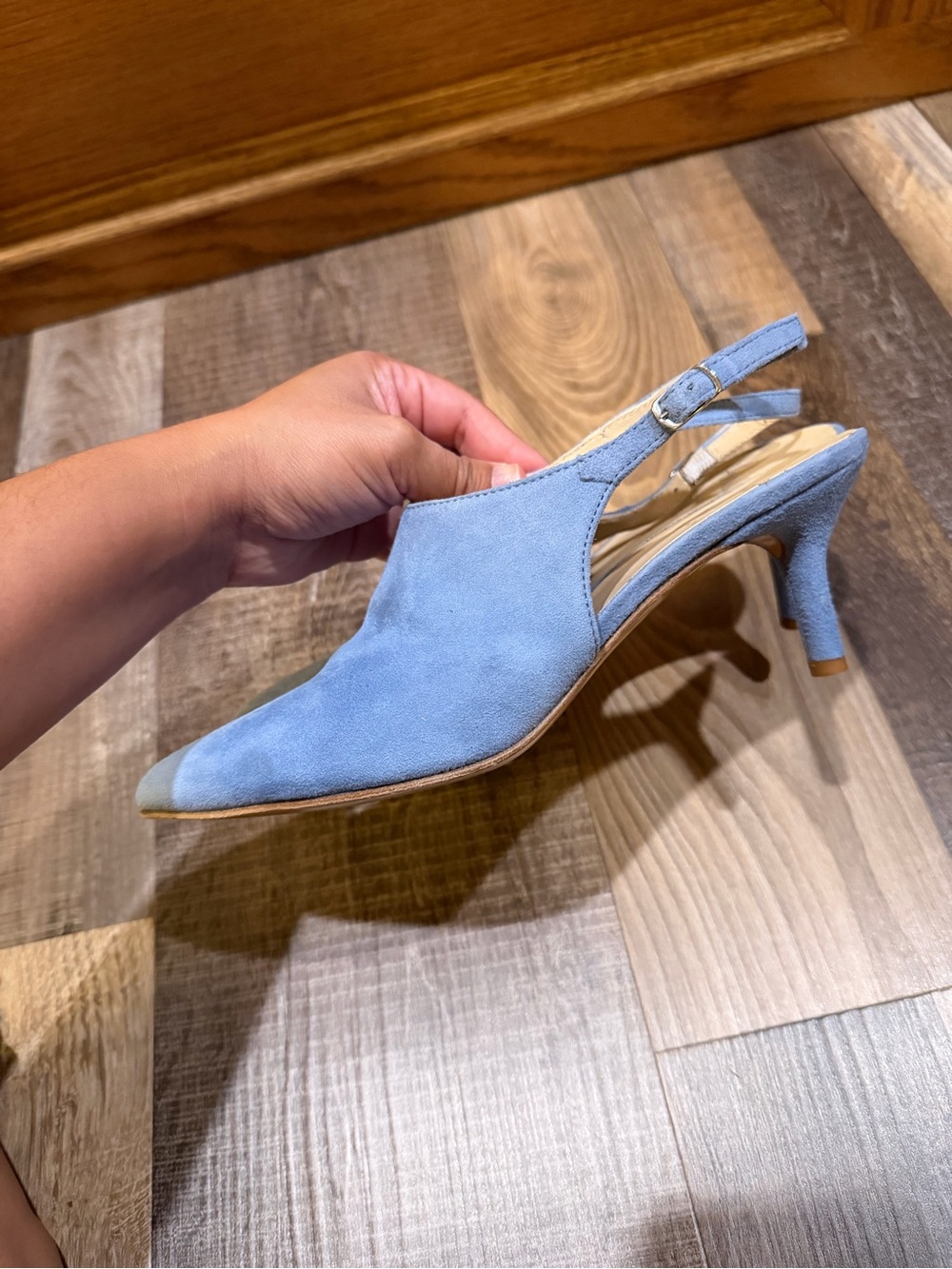 Amalfi By Rangoni Blue Suede Slingback Kitten Heel